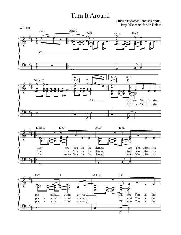 Turn It Around Piano/Vocal (Lincoln Brewster)
