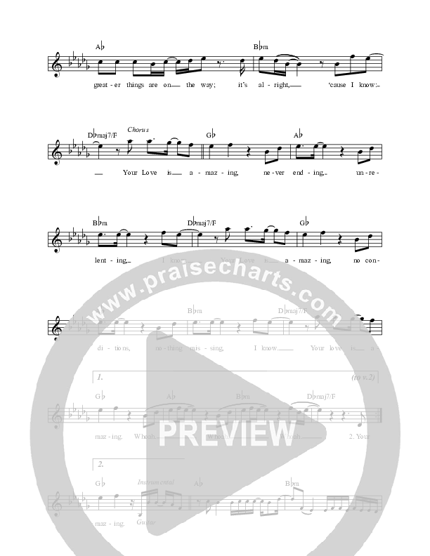 Your Love Is Amazing Lead Sheet (Lincoln Brewster)