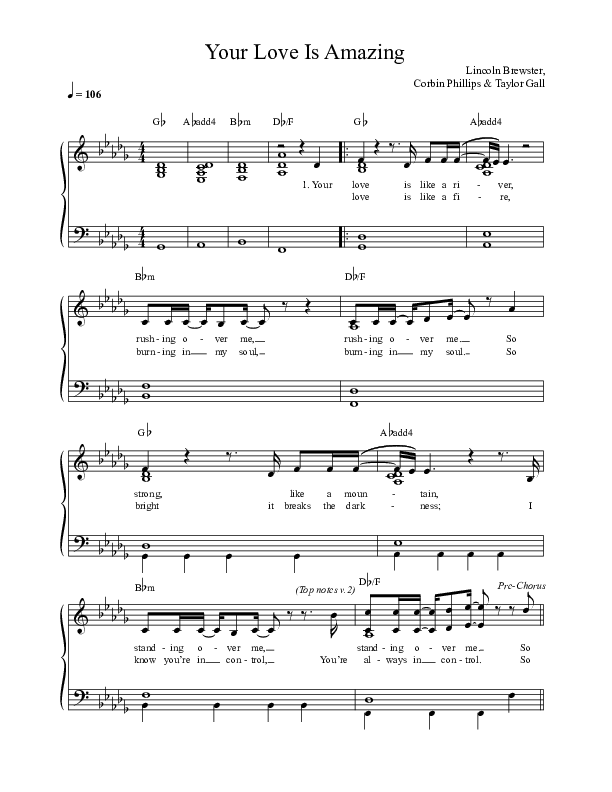 Your Love Is Amazing Piano/Vocal (Lincoln Brewster)