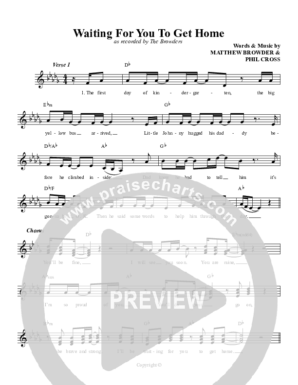 Waiting For You To Get Home Lead Sheet (Daywind Music)