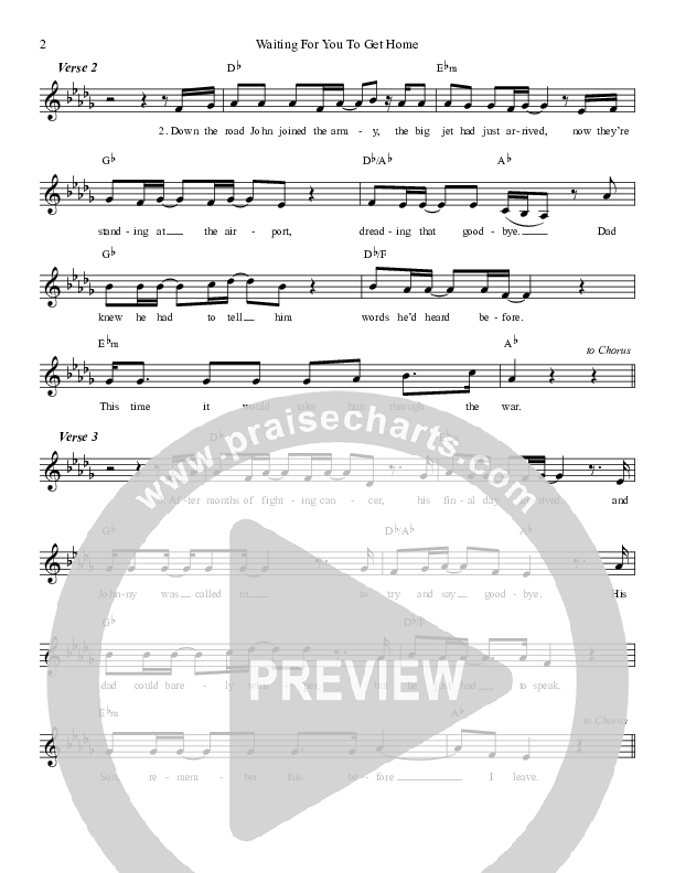 Waiting For You To Get Home Lead Sheet (Daywind Music)