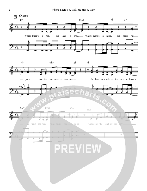 Where There’s A Will He Has A Way Lead Sheet (Daywind Music)