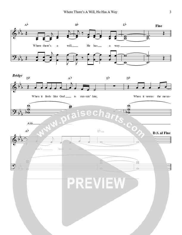 Where There’s A Will He Has A Way Lead Sheet (SAT) (Daywind Music)