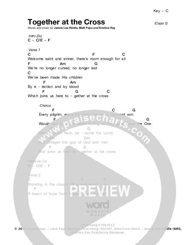 Together At The Cross Chords & Lyrics (The Church Will Sing)