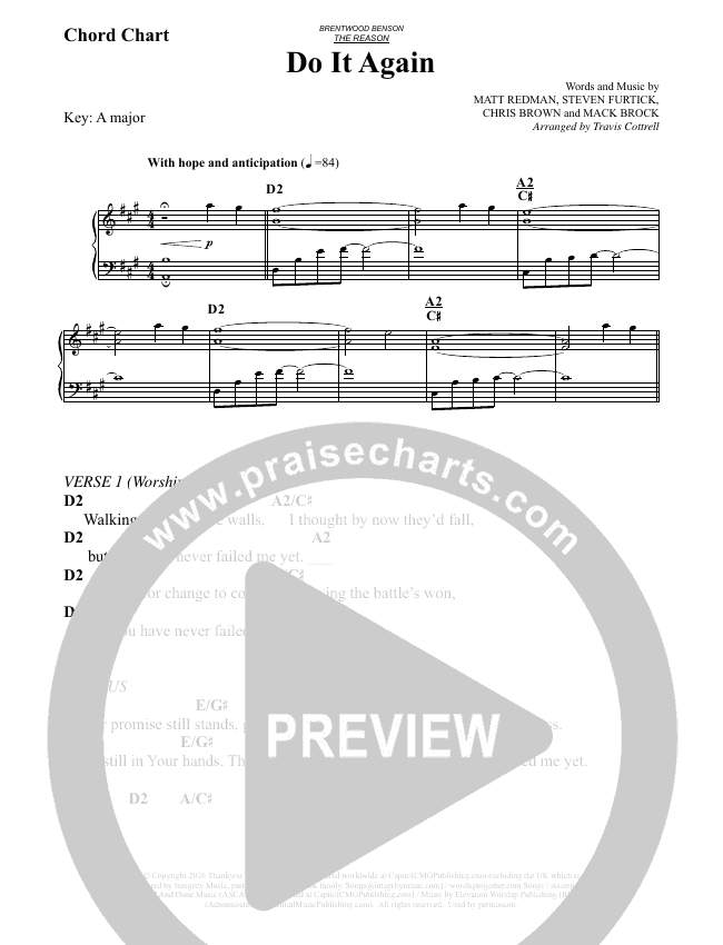 Do It Again (Choral) Chords (Travis Cottrell / Brentwood-Benson Choral ...