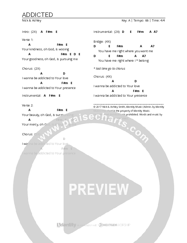 Addicted Chords & Lyrics (Nick & Ashley)