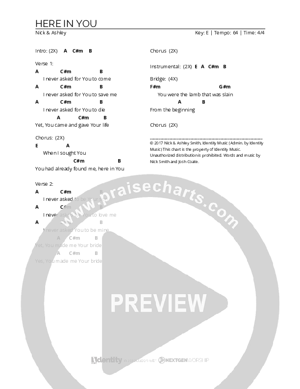 Here In You Chords & Lyrics (Nick & Ashley)