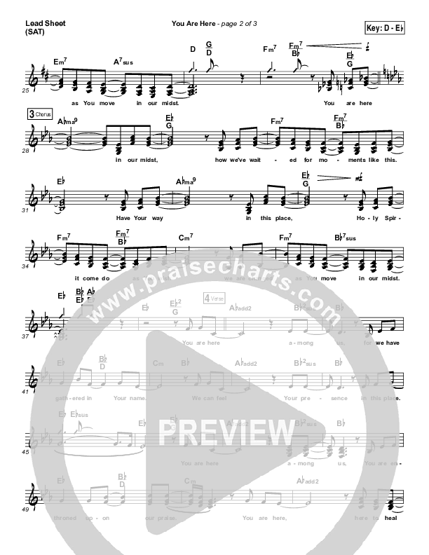 You Are Here Lead Sheet (SAT) (Marty Nystrom)