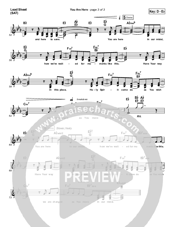 You Are Here Lead Sheet (SAT) (Marty Nystrom)