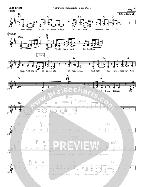 Nothing Is Impossible Lead Sheet (SAT) (Patricia Hadley)