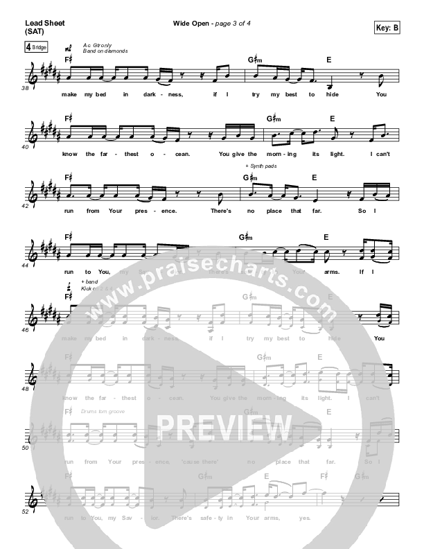 Wide Open Lead Sheet (SAT) (North Point Worship / Clay Finnesand)
