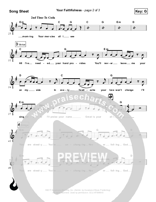 Your Faithfulness Lead Sheet (Ascension Worship)