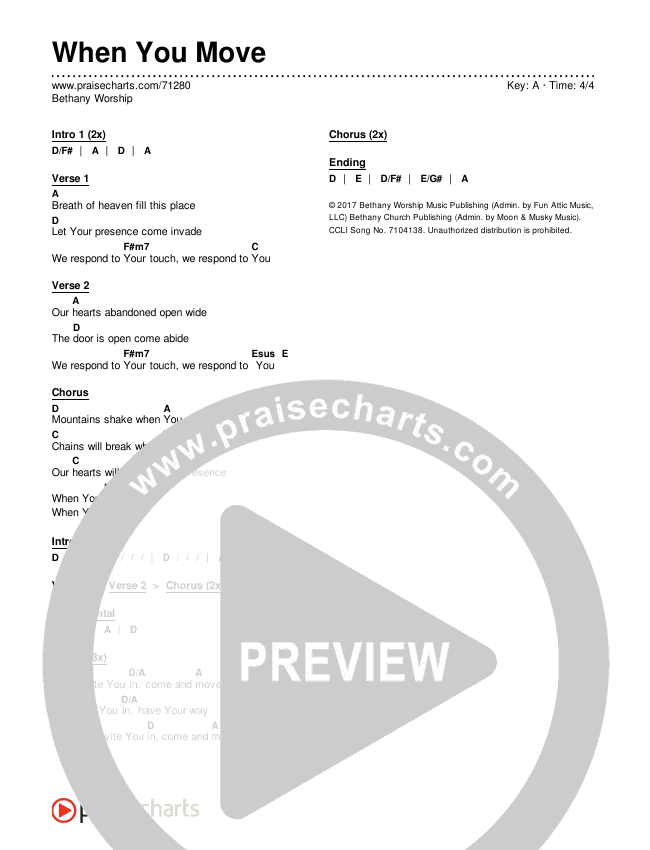When You Move Chords & Lyrics (Bethany Music)