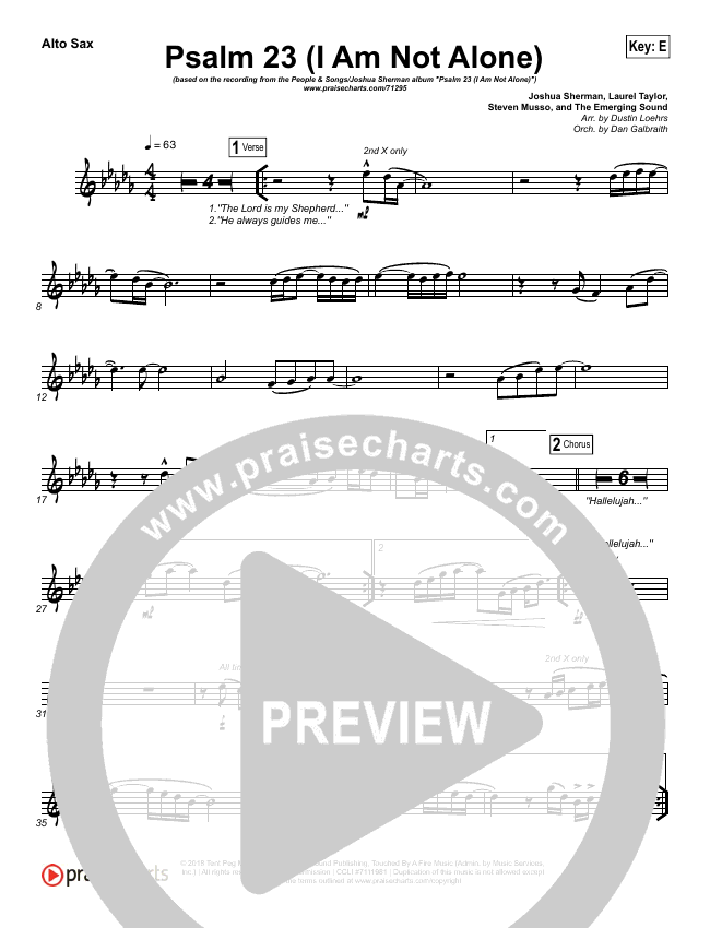 Psalm 23 I Am Not Alone Chord Chart