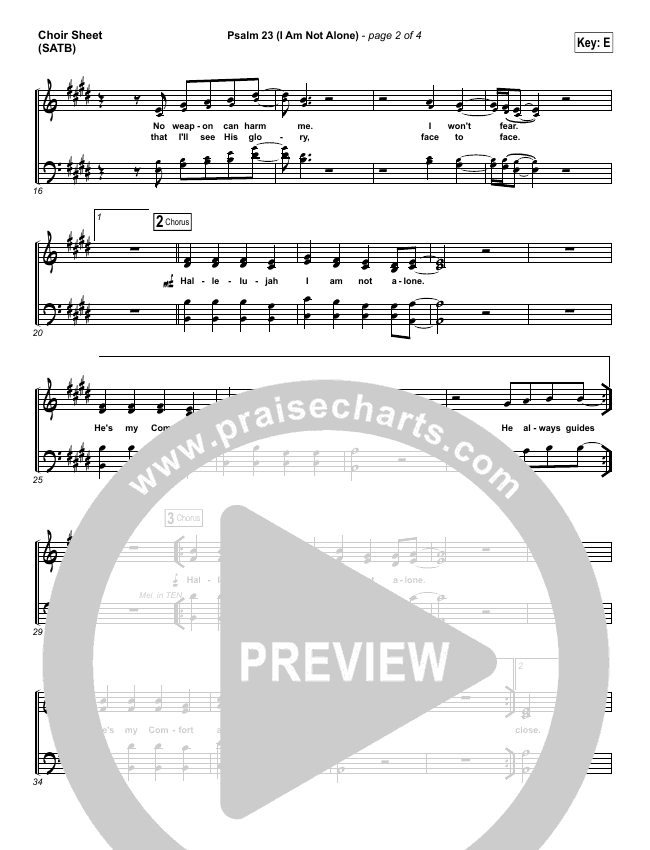 Psalm 23 I Am Not Alone Chord Chart