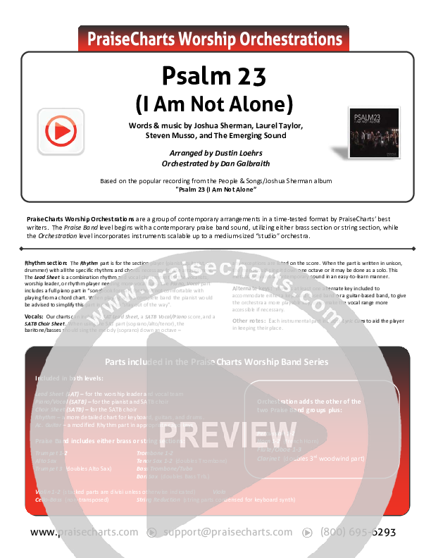 Psalm 23 (I Am Not Alone) Cover Sheet (People & Songs / Joshua Sherman)