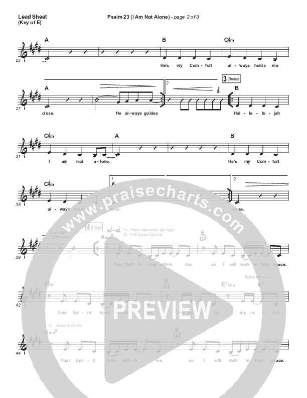 Psalm 23 (I Am Not Alone) Lead Sheet (Melody) (People & Songs / Joshua Sherman)