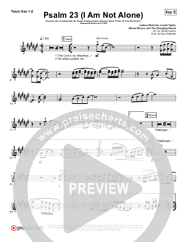 Psalm 23 (I Am Not Alone) Tenor Sax 1/2 (People & Songs / Joshua Sherman)
