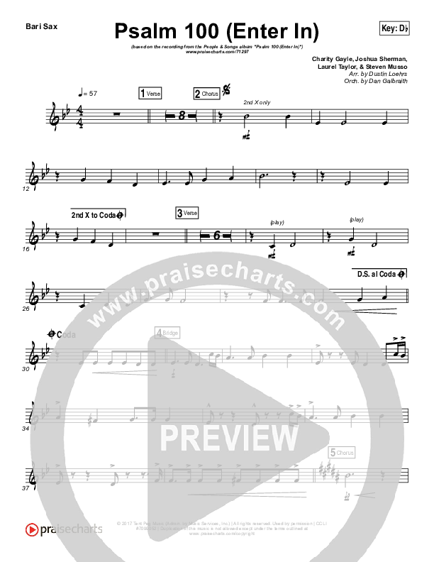 Psalm 100 (Enter In) Bari Sax (People & Songs / Joshua Sherman / Charity Gayle / Steven Musso)