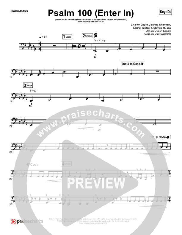 Psalm 100 (Enter In) Cello/Bass (People & Songs / Joshua Sherman / Charity Gayle / Steven Musso)