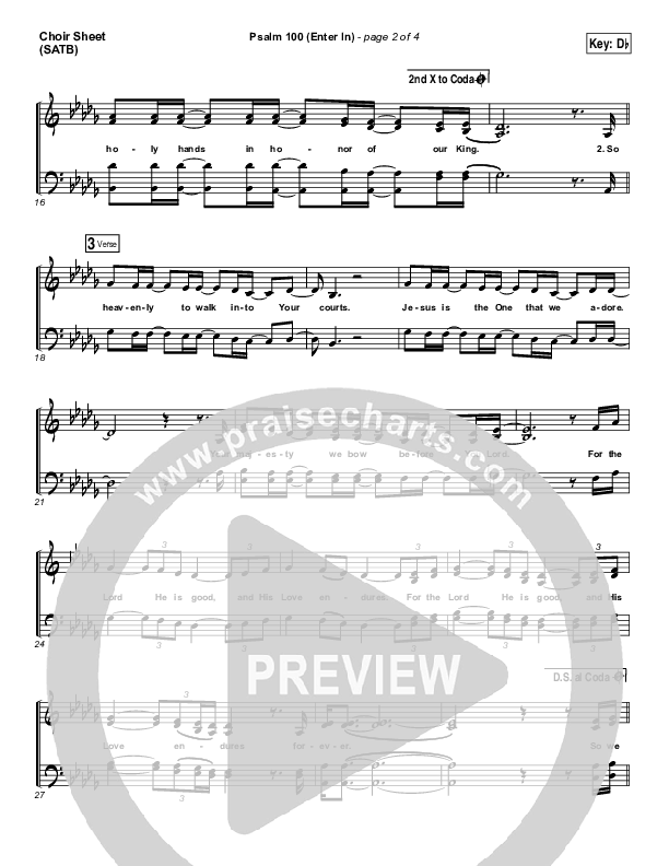 Psalm 100 (Enter In) Vocal Sheet (SATB) (People & Songs / Joshua Sherman / Charity Gayle / Steven Musso)