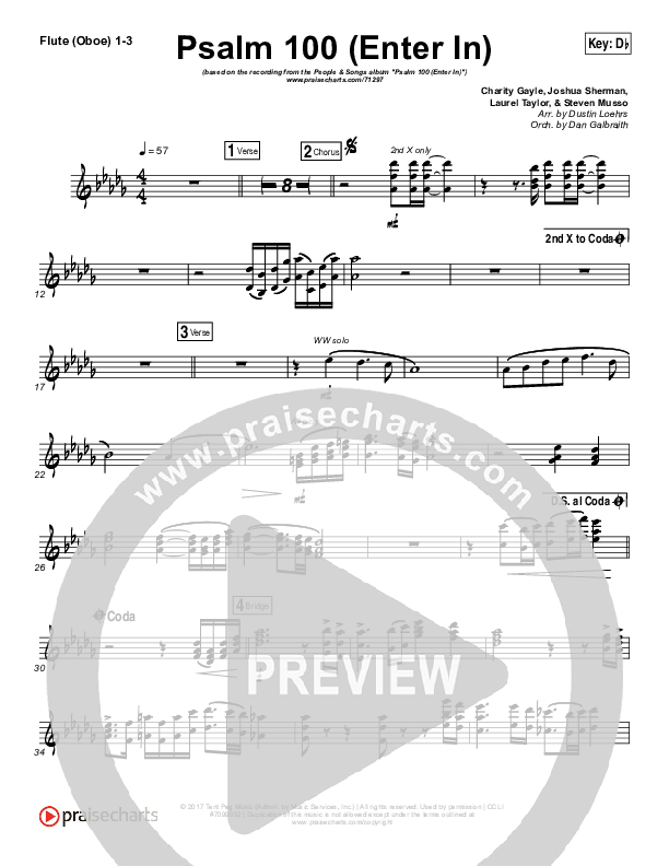 Psalm 100 (Enter In) Flute/Oboe 1/2/3 (People & Songs / Joshua Sherman / Charity Gayle / Steven Musso)