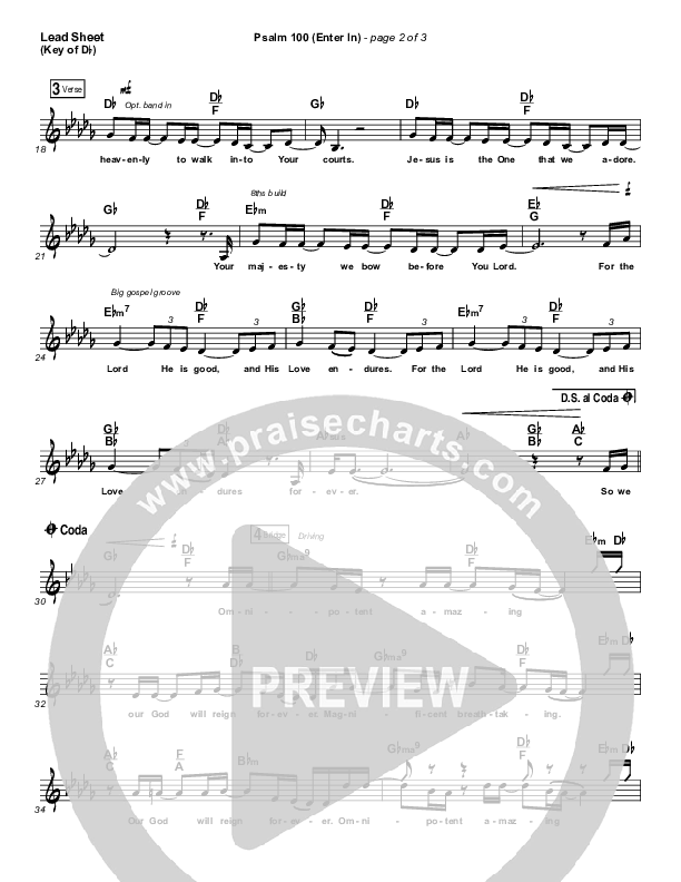 Psalm 100 (Enter In) Lead Sheet (Melody) (People & Songs / Joshua Sherman / Charity Gayle / Steven Musso)