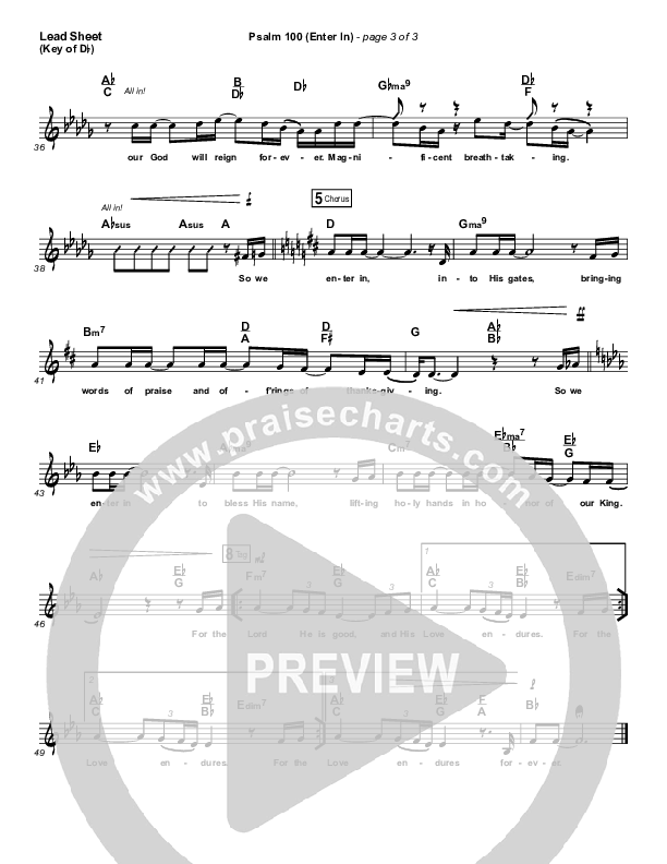 Psalm 100 (Enter In) Lead Sheet (Melody) (People & Songs / Joshua Sherman / Charity Gayle / Steven Musso)