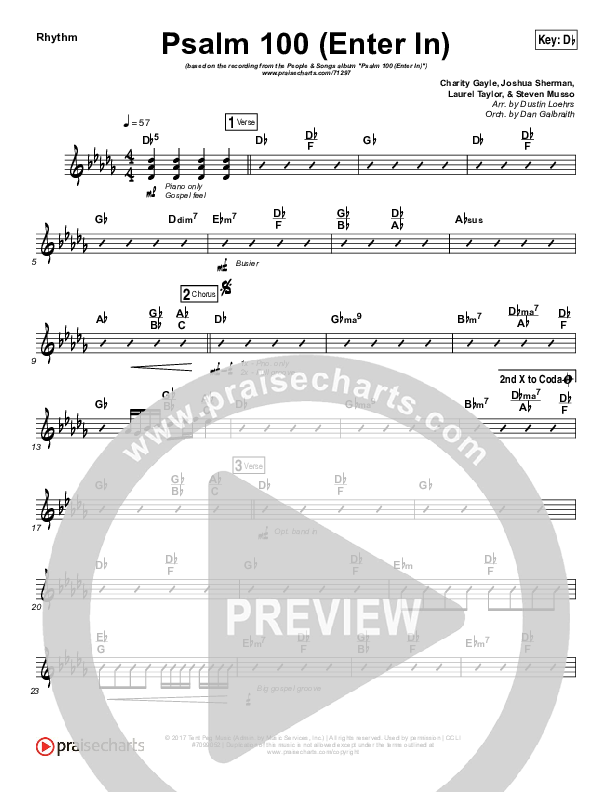 Psalm 100 (Enter In) Rhythm Chart (People & Songs / Joshua Sherman / Charity Gayle / Steven Musso)