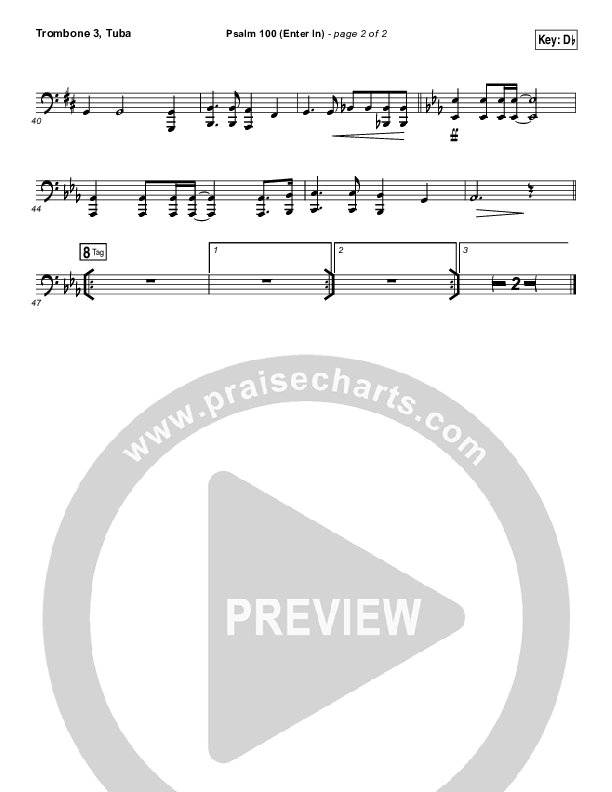 Psalm 100 (Enter In) Trombone 3/Tuba (People & Songs / Joshua Sherman / Charity Gayle / Steven Musso)