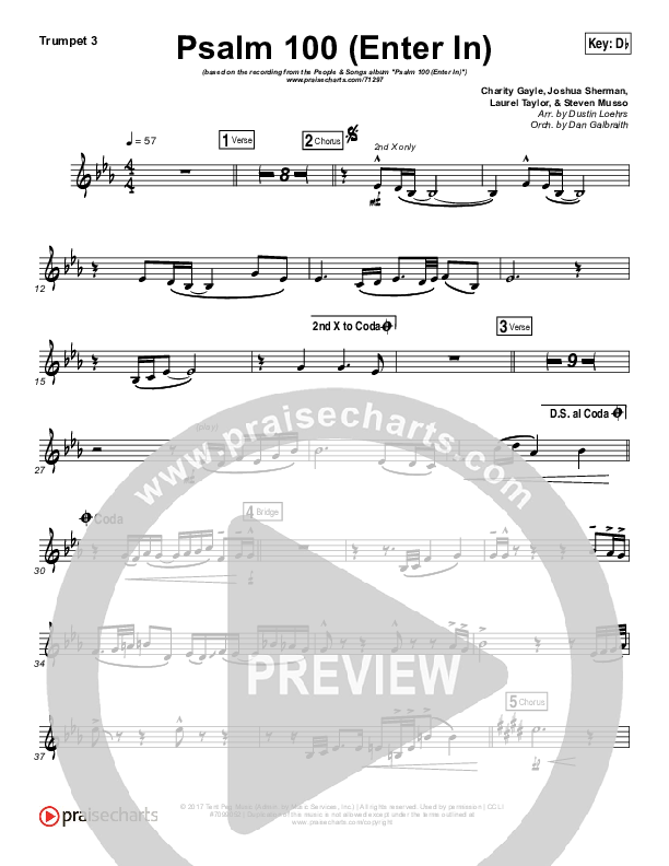 Psalm 100 (Enter In) Trumpet 3 (People & Songs / Joshua Sherman / Charity Gayle / Steven Musso)