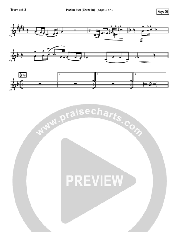 Psalm 100 (Enter In) Trumpet 3 (People & Songs / Joshua Sherman / Charity Gayle / Steven Musso)