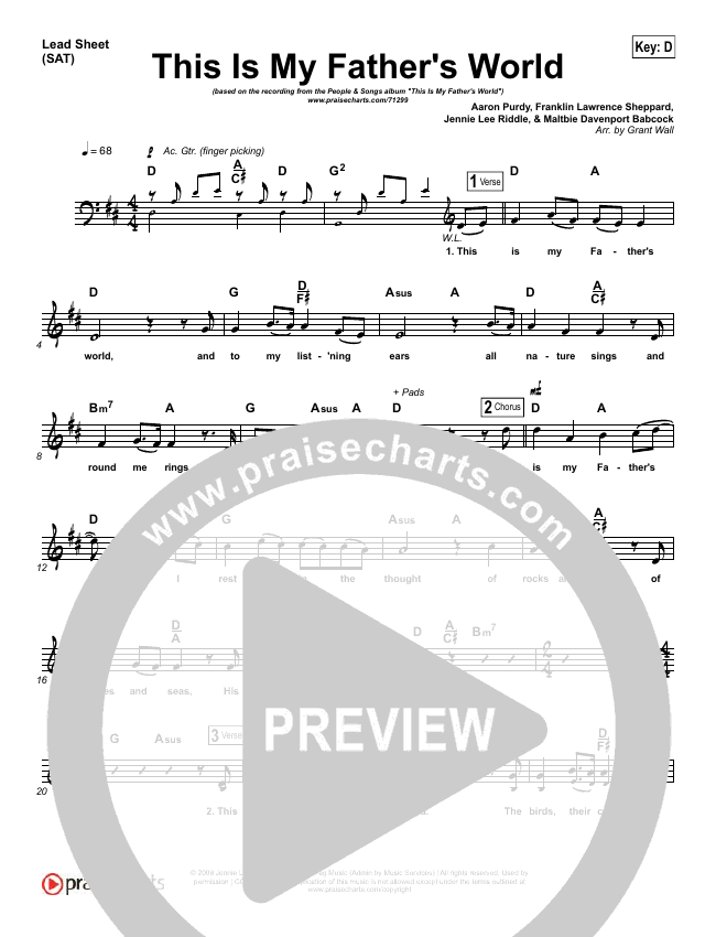 This Is My Father's World Sheet Music PDF (People & Songs) PraiseCharts