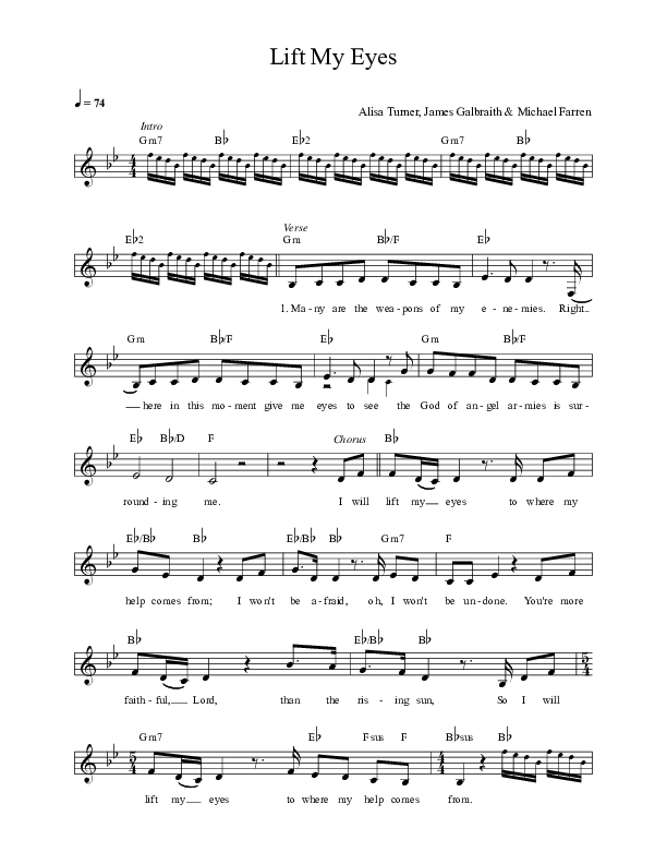Lift My Eyes Lead Sheet (Alisa Turner)