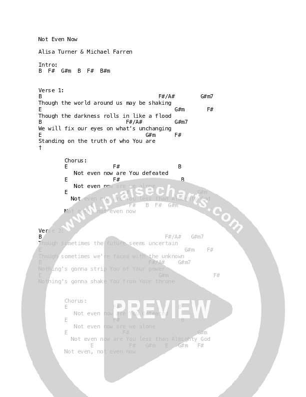 Not Even Now Chords & Lyrics (Alisa Turner)