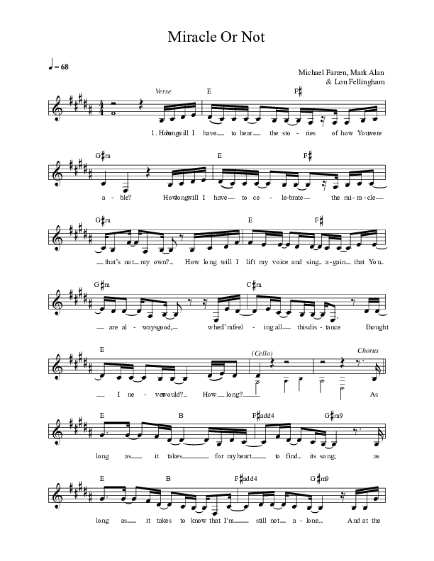 Miracle Or Not Lead Sheet (Alisa Turner)