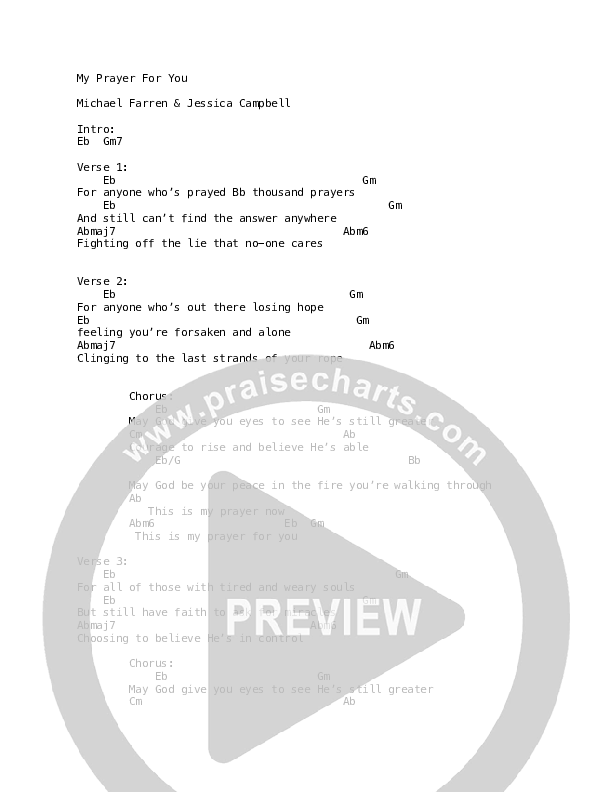 My Prayer For You Chords & Lyrics (Alisa Turner)