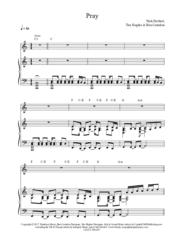 Pray Piano/Vocal (Worship Central / Luke Hellebronth)