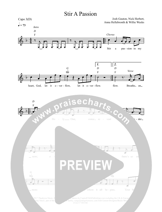 Stir A Passion Sheet Music PDF (Worship Central / Josh Gauton
