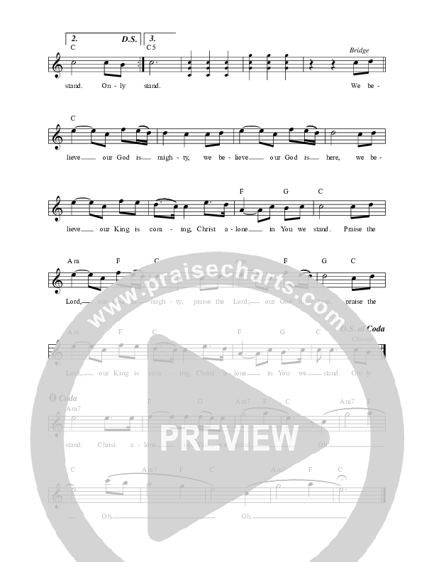 Hope And Glory Lead Sheet (Worship Central / Tim Hughes)