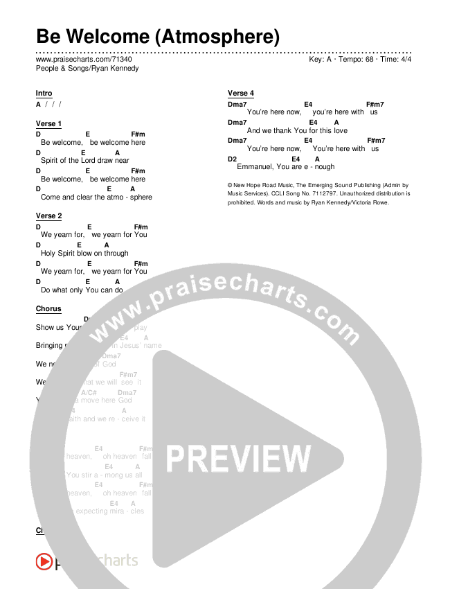 Be Welcome (Atmosphere) Chords & Lyrics (People & Songs / Ryan Kennedy)