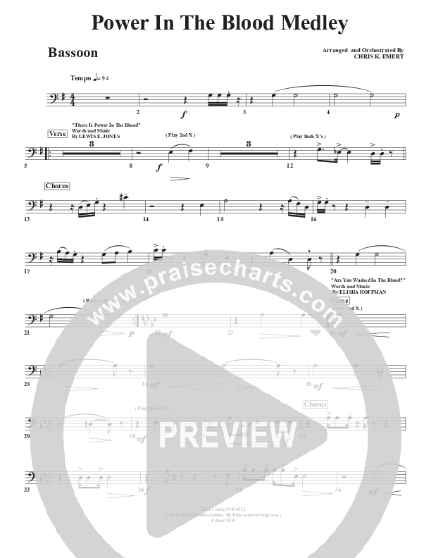 Power In the Blood Medley Bassoon (Chris Emert)