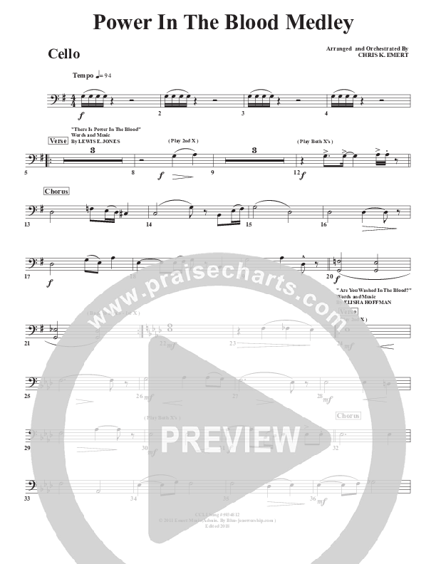 Power In the Blood Medley Cello (Chris Emert)