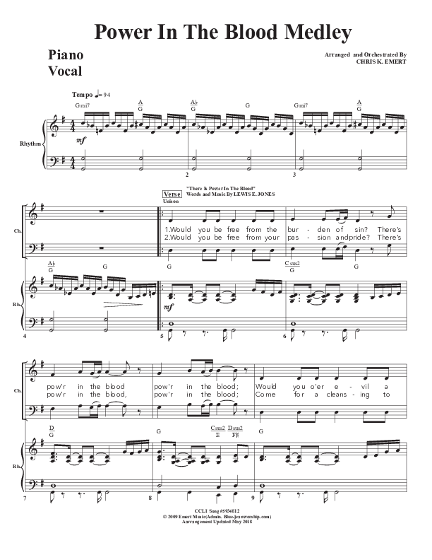 Power In the Blood Medley Piano/Vocal (Chris Emert)