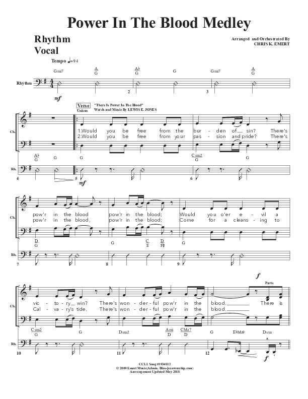 Power In the Blood Medley Rhythm/Vocal (Chris Emert)