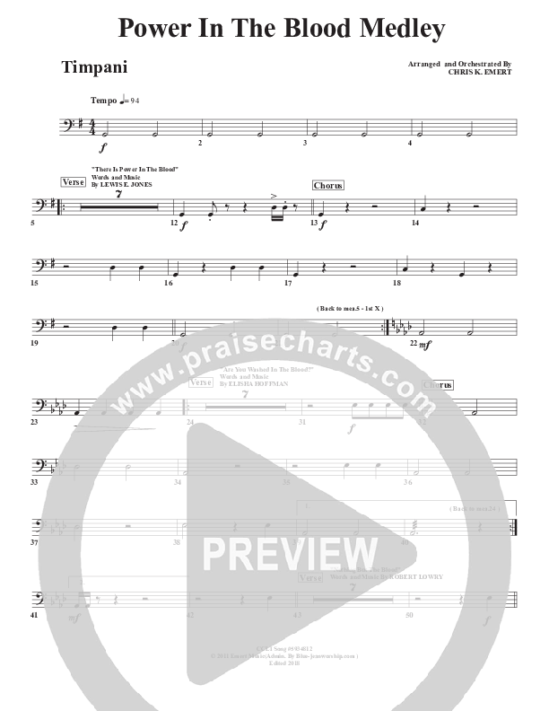 Power In the Blood Medley Timpani (Chris Emert)