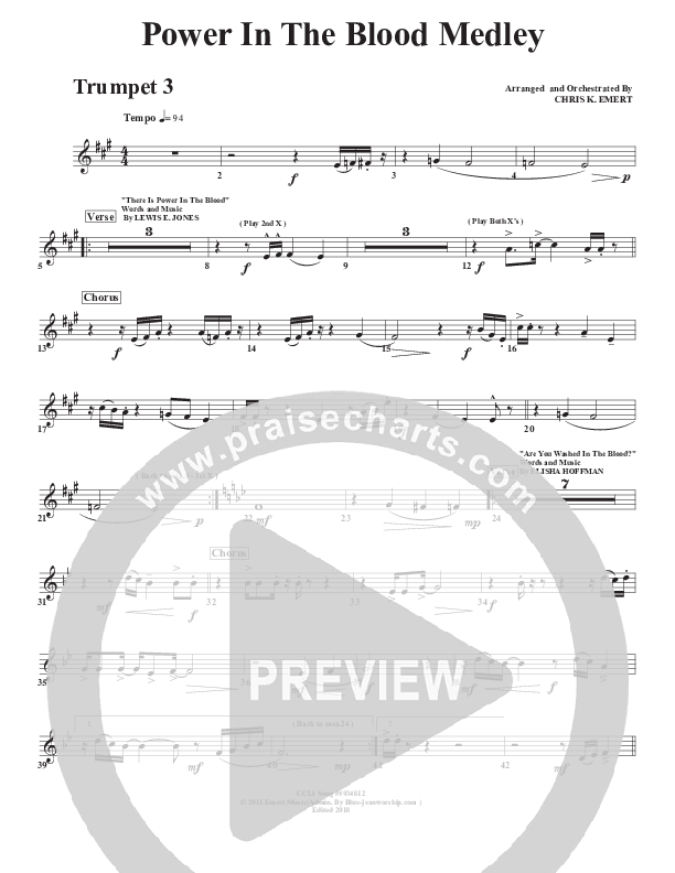 Power In the Blood Medley Trumpet 3 (Chris Emert)