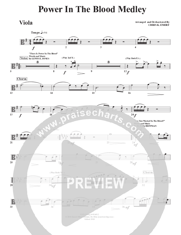 Power In the Blood Medley Viola (Chris Emert)
