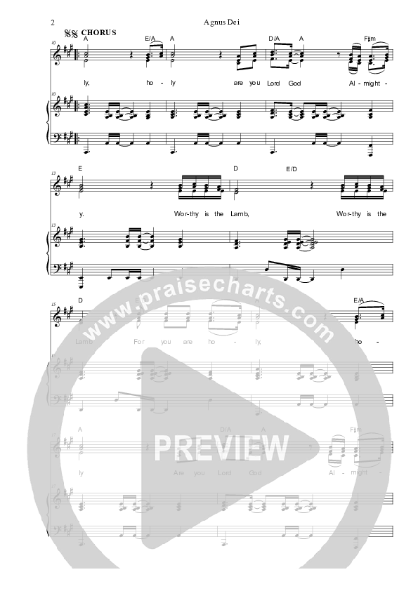 Agnus Dei Piano/Vocal (SAT) (Dennis Prince / Nolene Prince)