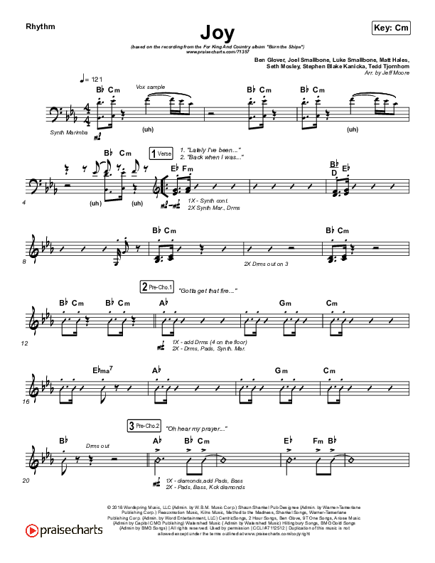 Joy Rhythm Chart (for KING & COUNTRY)